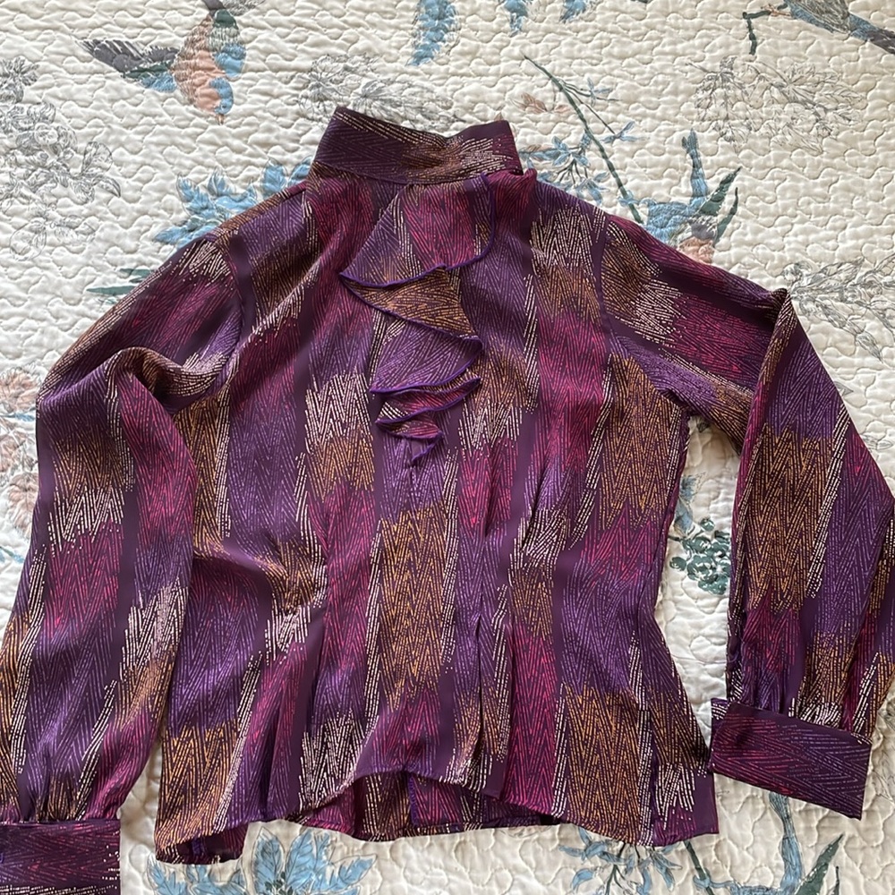 VTG Victorian Style Long Sleeve Jabit Ruffled Blousee